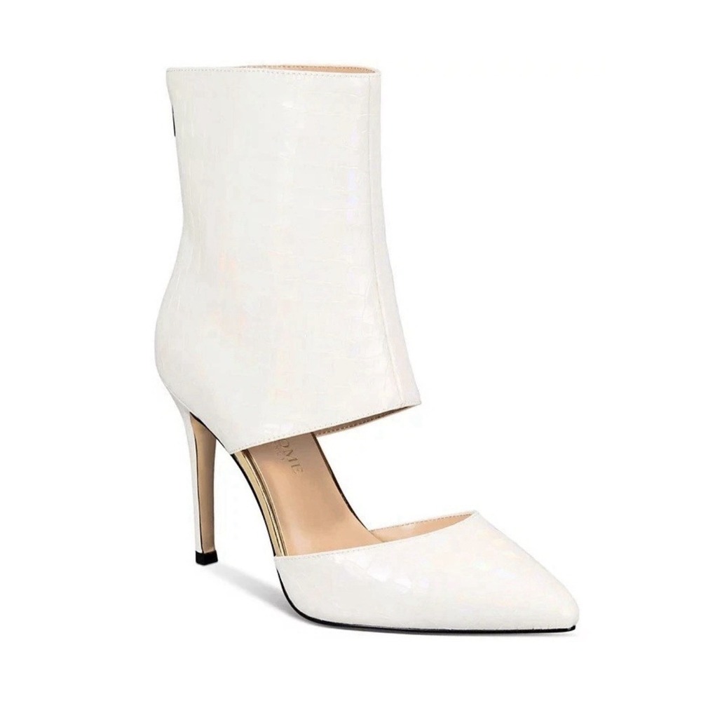 Things‎ II Come Women Size 10.5 Iridescent White Snake Pointed Toe Pump Heels
